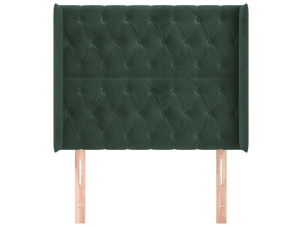 Tête de lit avec oreilles Vert foncé 93x16x118/128 cm Velours