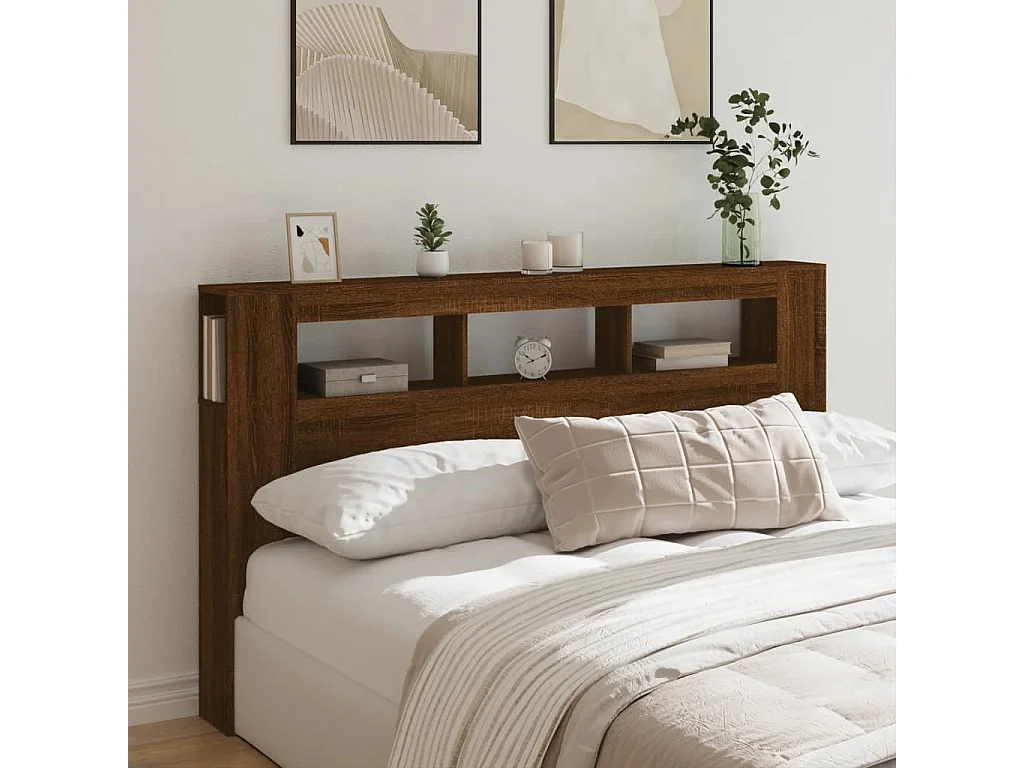 Tête de lit à LED chêne marron 180x18,5x103,5cm bois ingénierie