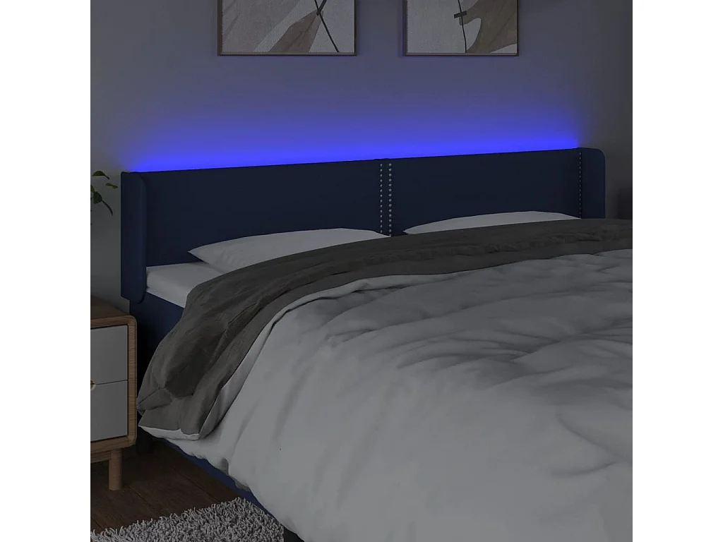 Cabeceira LED Azul 203x16x78/88 cm Tecido