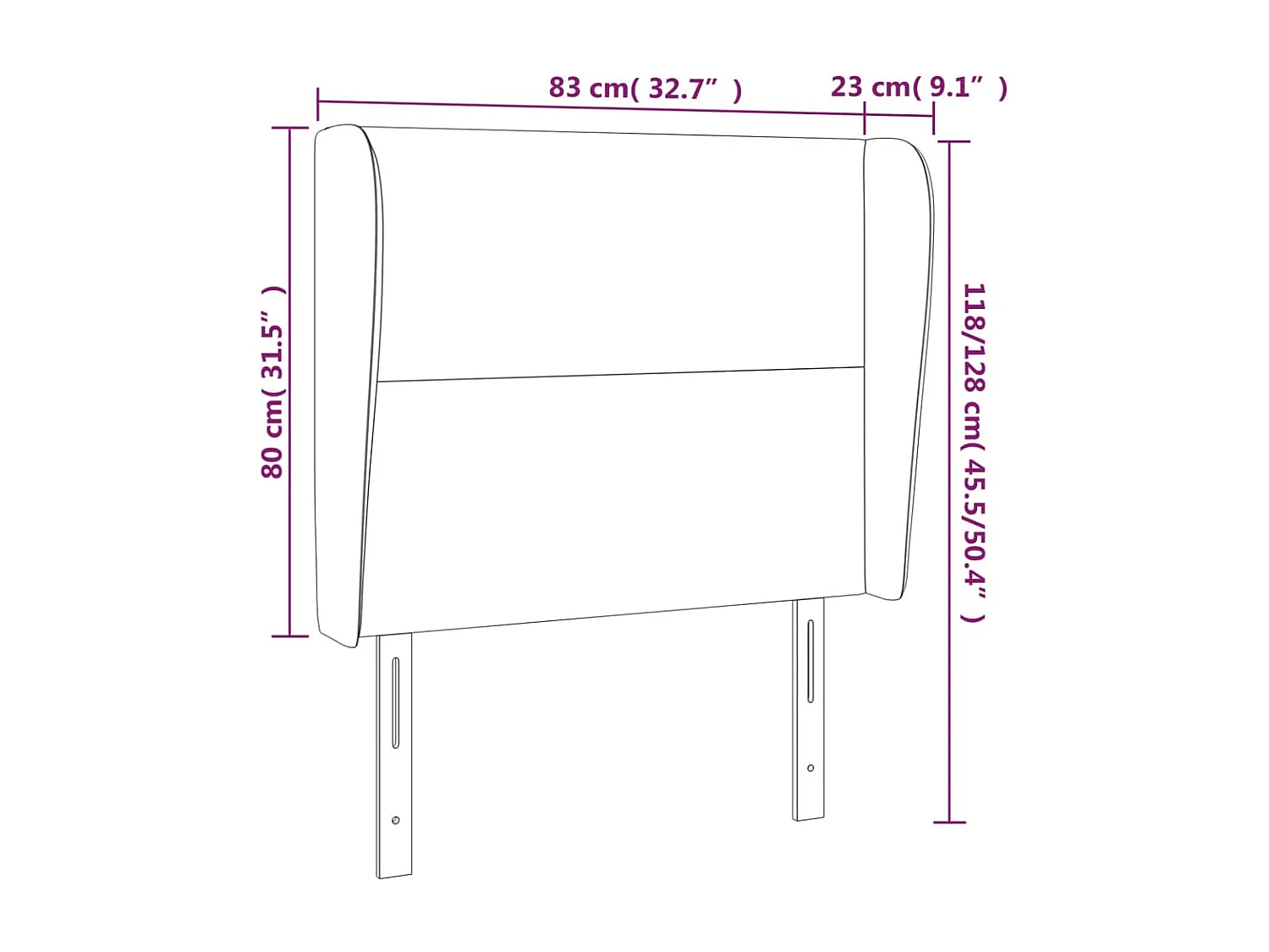 Tête de lit avec oreilles Noir 83x23x118/128 cm Similicuir