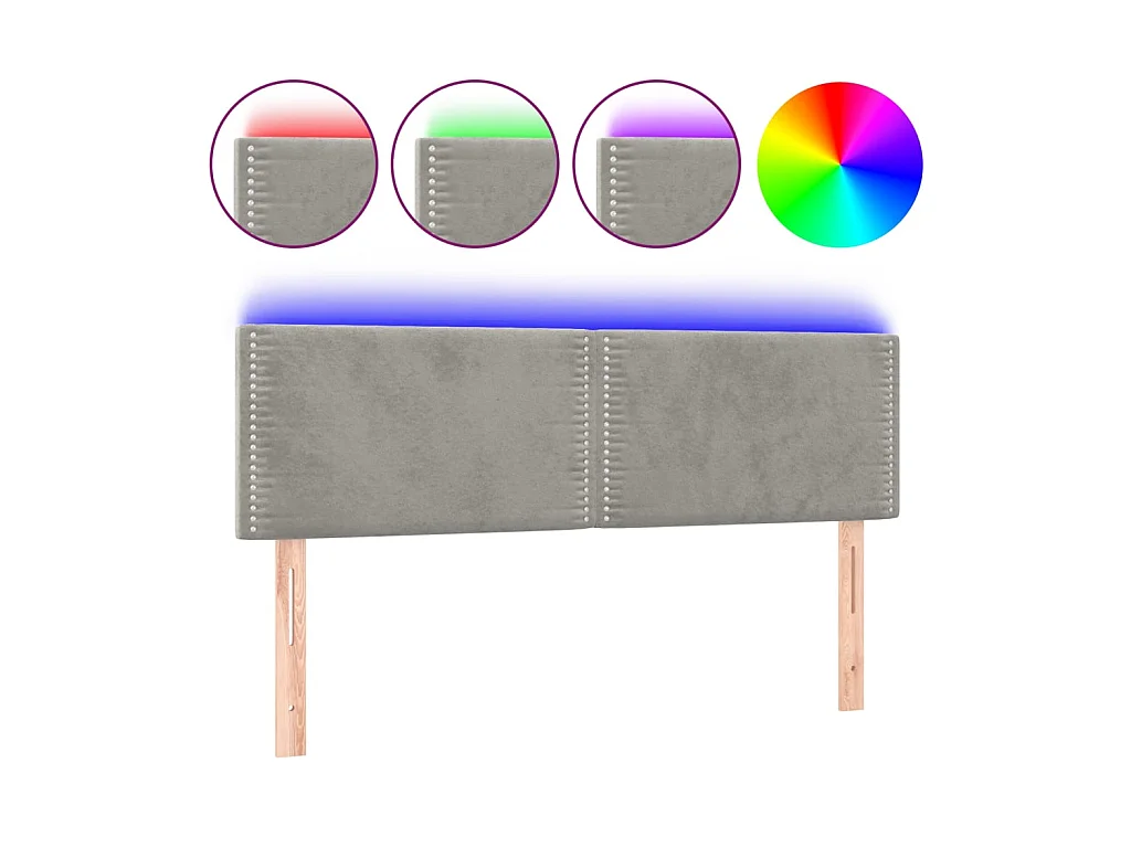 Tête de lit à LED Gris clair 144x5x78/88 cm Velours