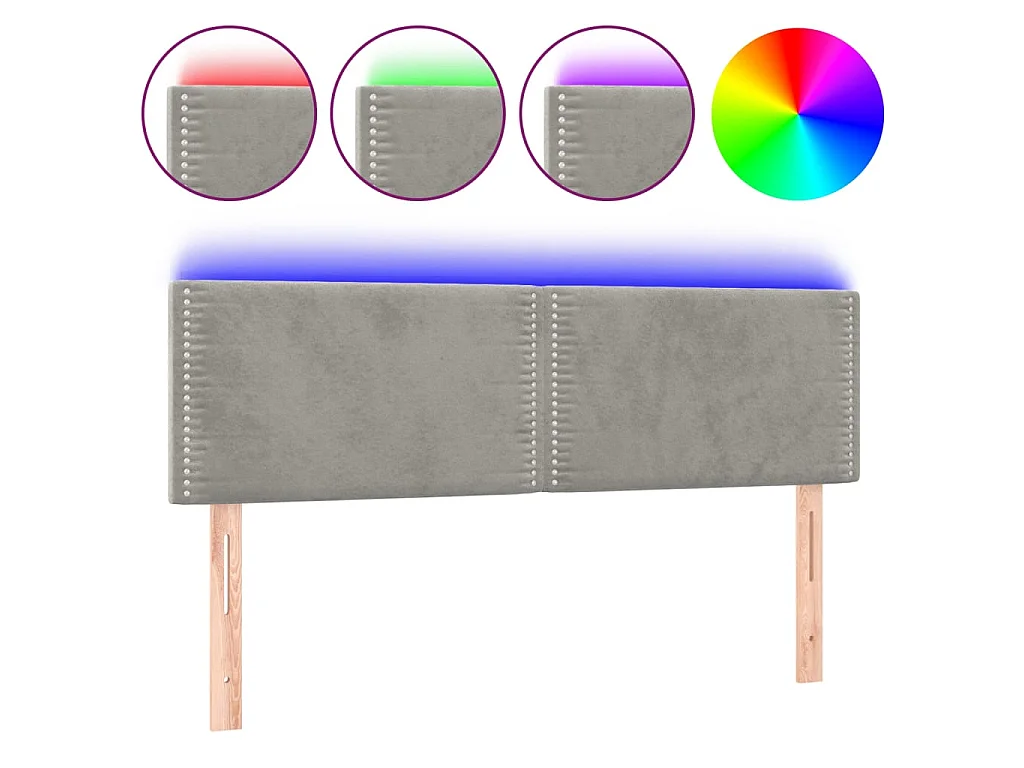 Testiera LED Grigio chiaro 144x5x78/88 cm Velluto