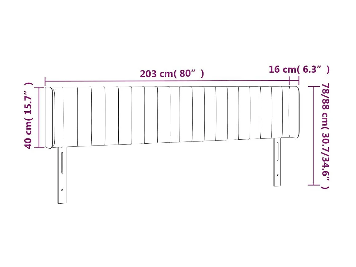 Cabeceira LED Azul 203x16x78/88 cm Tecido