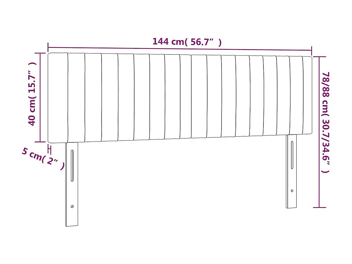 Cabeceira LED Cinza escuro 144x5x78/88 cm Veludo