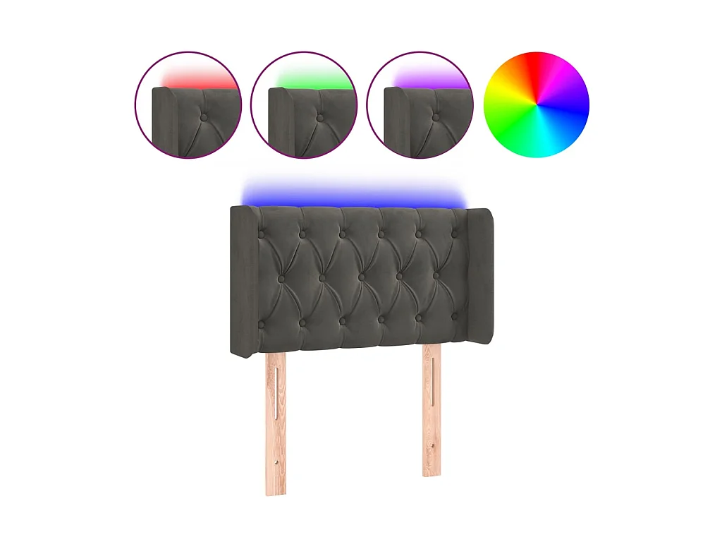 Tête de lit à LED Gris foncé 83x16x78/88 cm Velours