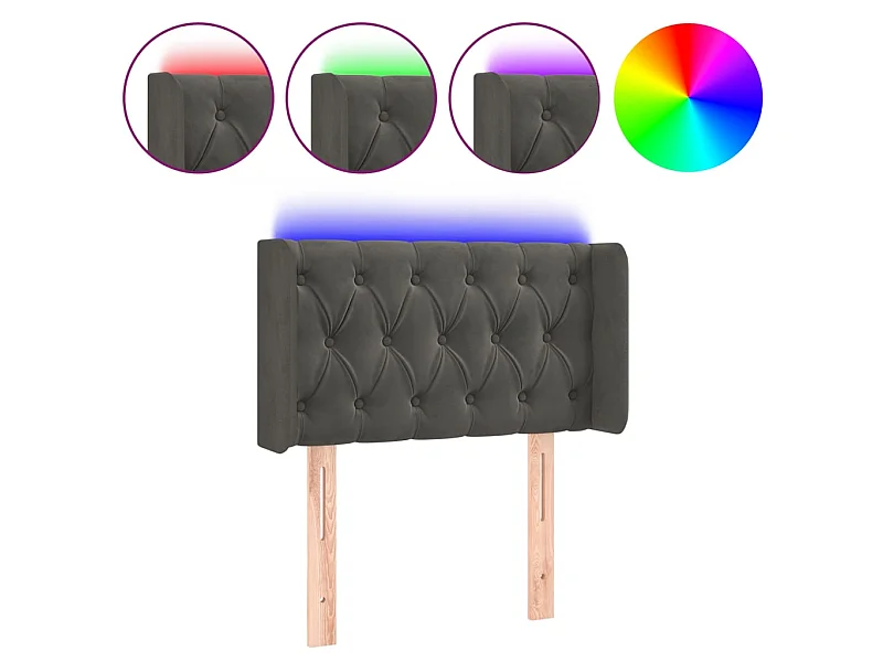 Tête de lit à LED Gris foncé 83x16x78/88 cm Velours