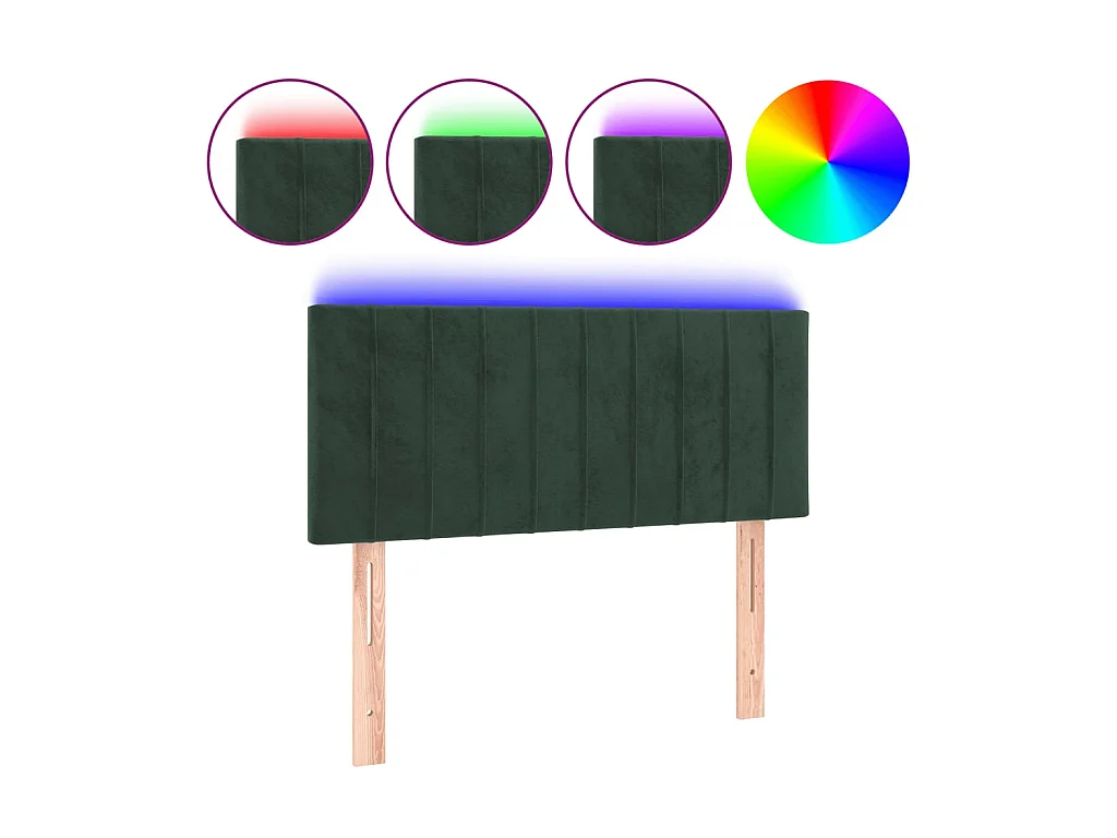 Tête de lit à LED Vert foncé 100x5x78/88 cm Velours