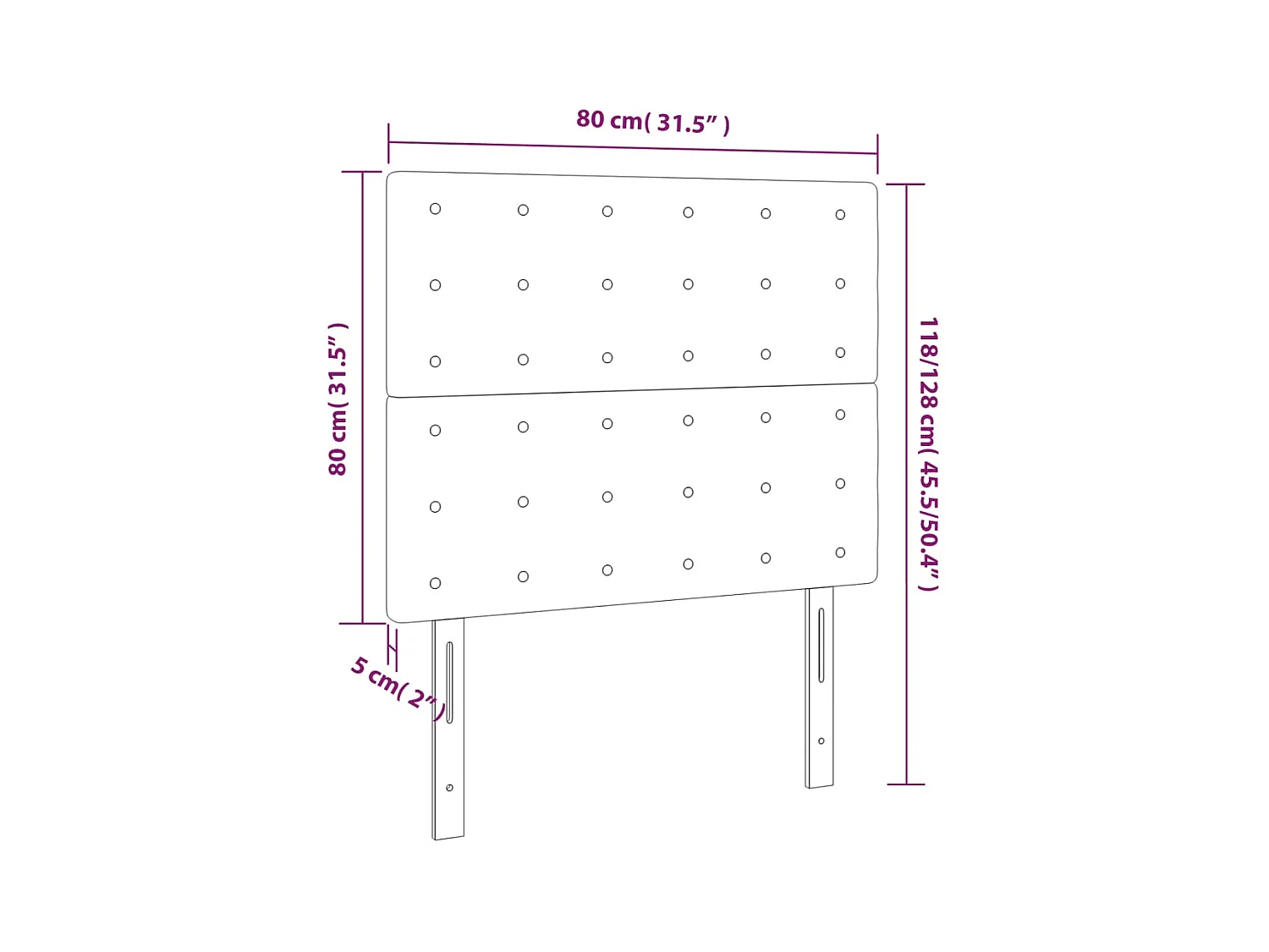 Kopfteile 2 Stk. Grau 80x5x78/88 cm Kunstleder