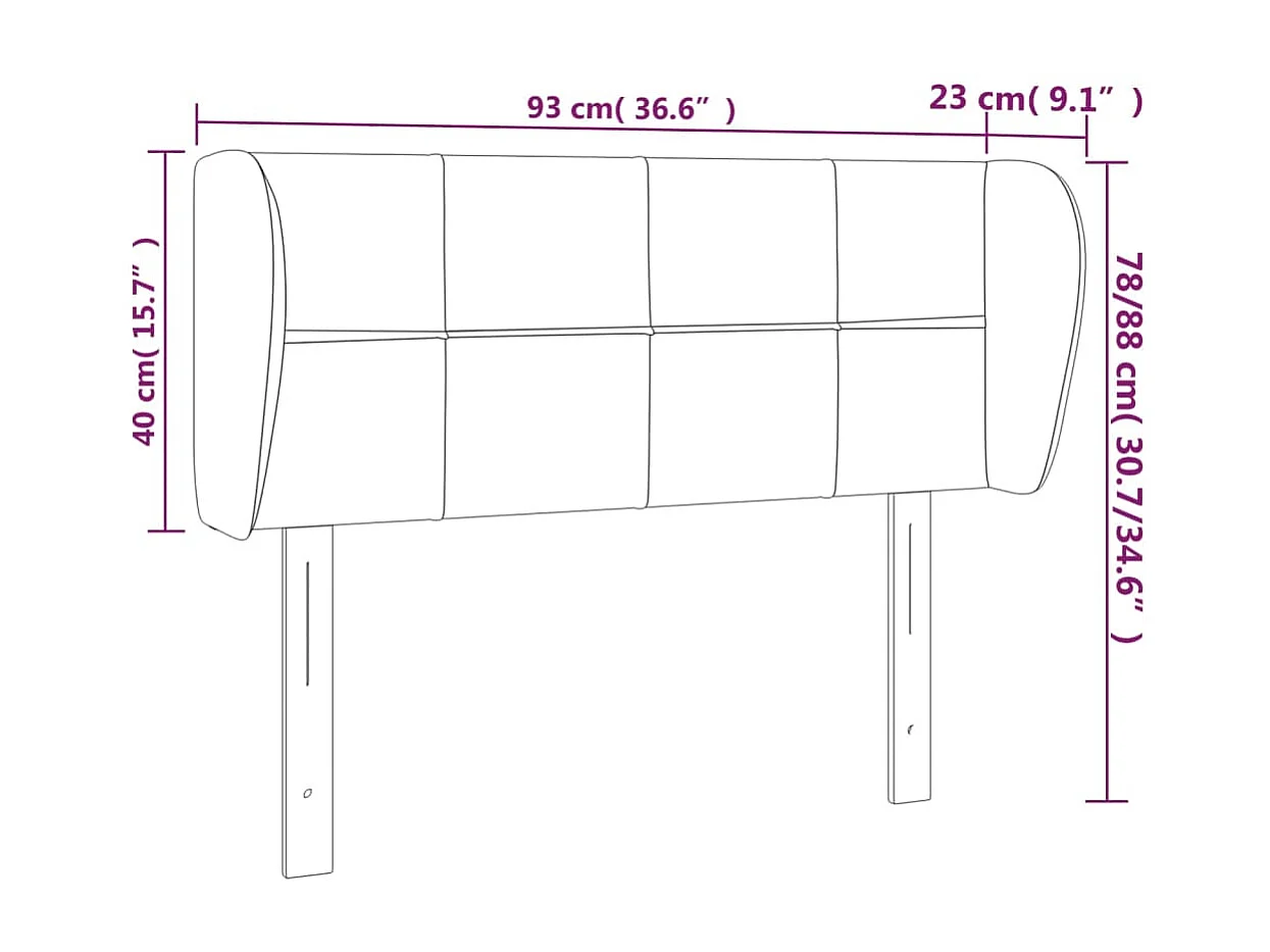 Tête de lit avec oreilles Marron foncé 93x23x78/88 cm Tissu
