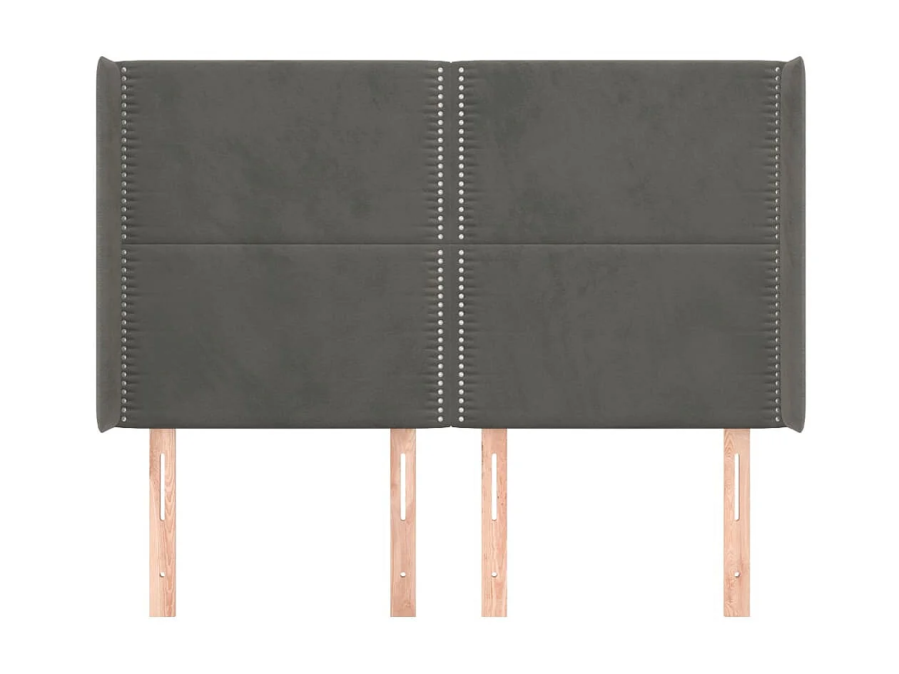 Tête de lit avec oreilles Gris foncé 147x16x118/128 cm Velours