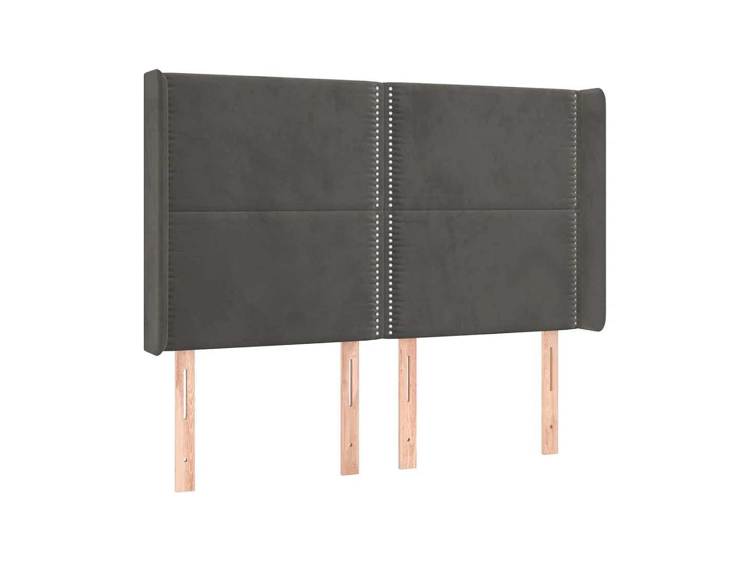 Tête de lit avec oreilles Gris foncé 147x16x118/128 cm Velours