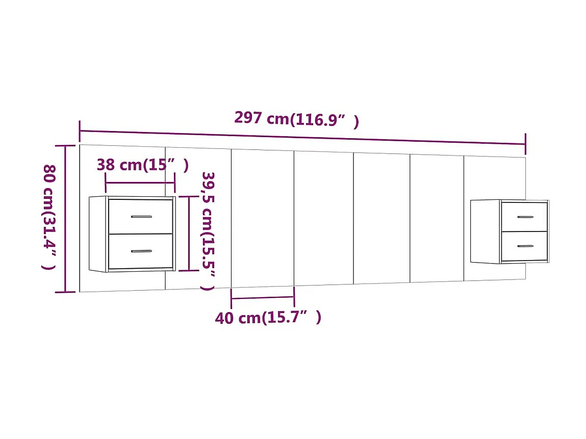 Testiera Sonoma Grey con armadi in derivati del legno