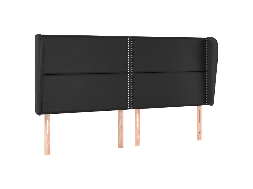 Testiera con orecchie Nero 183x23x118/128 cm Ecopelle