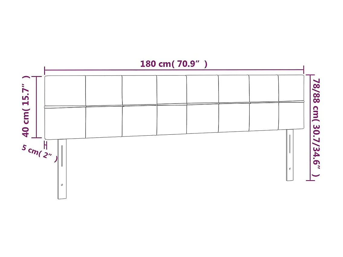 Cabeceros 2 uds Gris claro 90x5x78/88 cm Tela