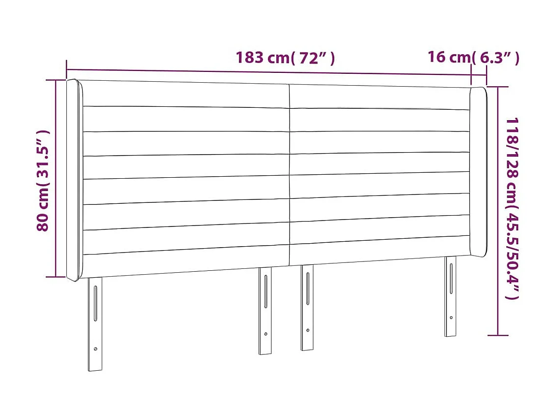 Tête de lit avec oreilles Crème 183x16x118/128 cm Tissu