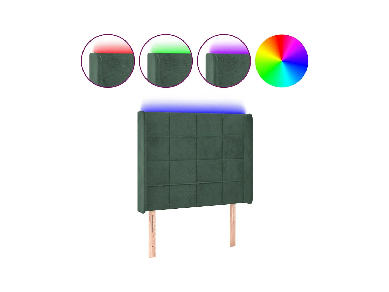 LED-Kopfteil Dunkelgrün 83x16x118/128 cm Samt