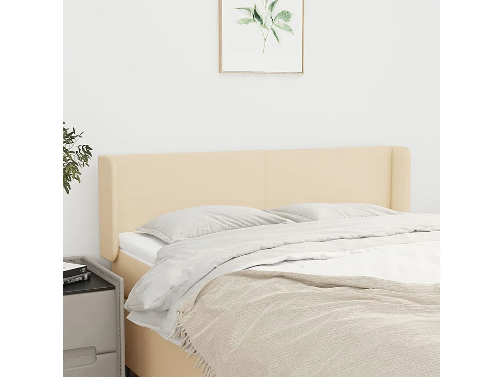 Cabeceira com orelhas Creme 147x16x78/88 cm Tecido