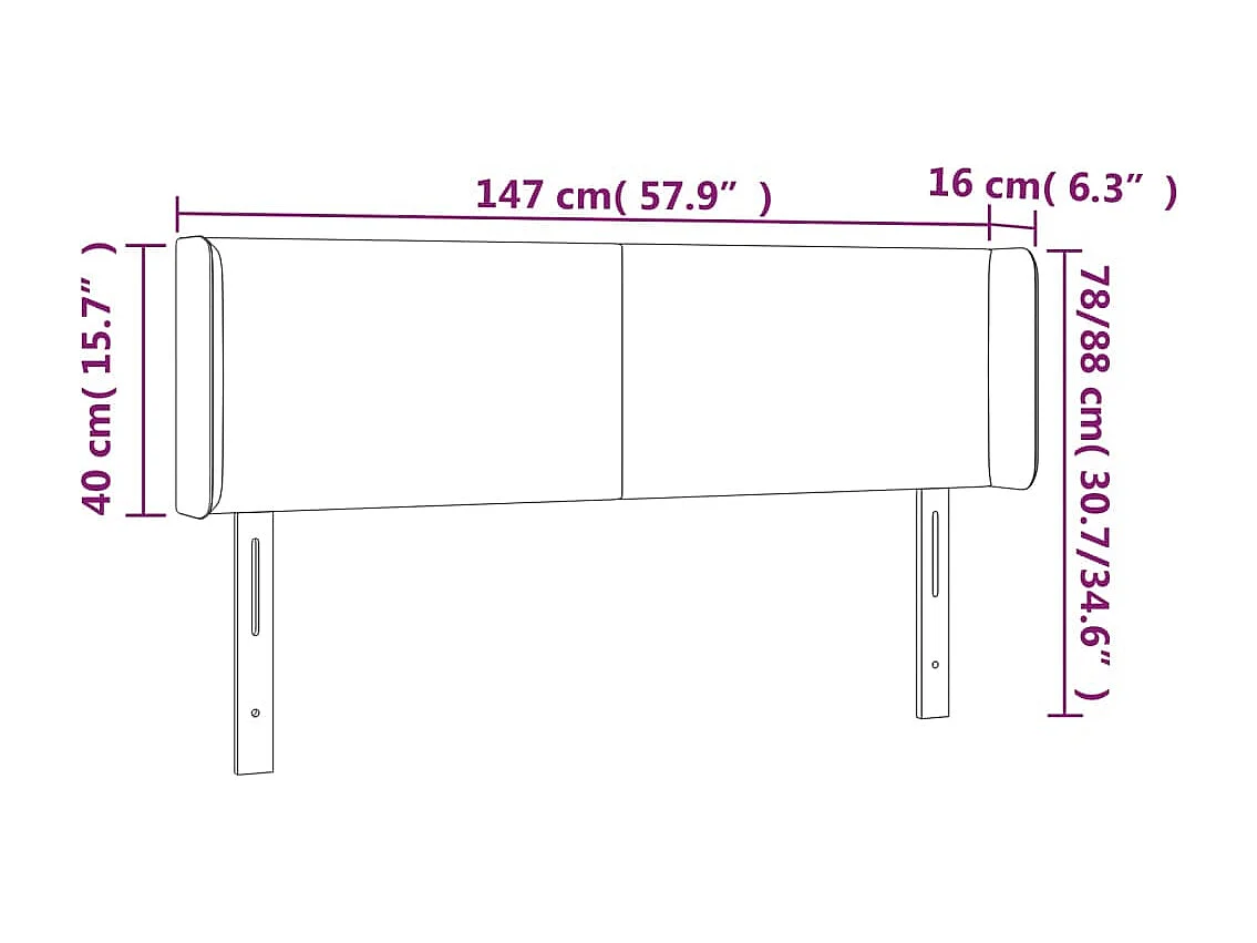 Cabeceira com orelhas Creme 147x16x78/88 cm Tecido