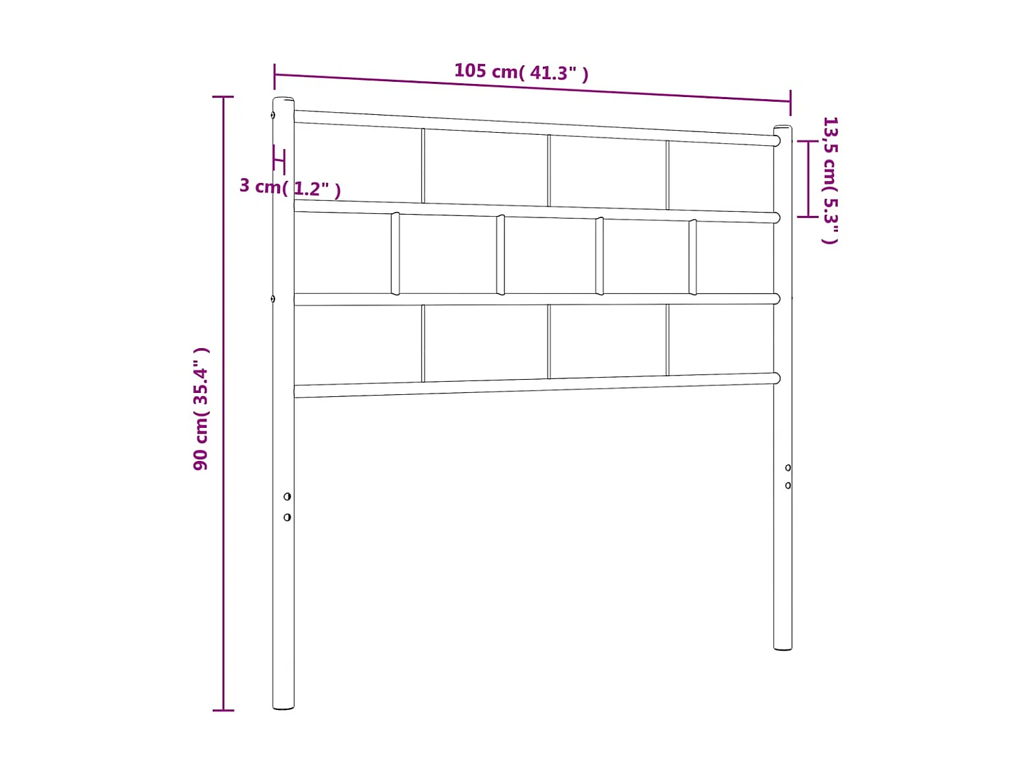Kopfteil aus schwarzem Metall, 100 cm