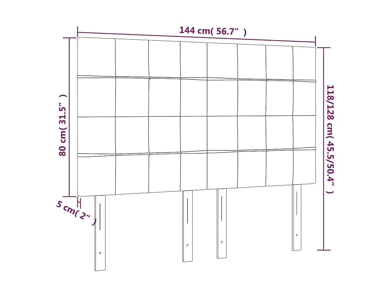 Têtes de lit 4 pcs Gris foncé 72x5x78/88 cm Tissu