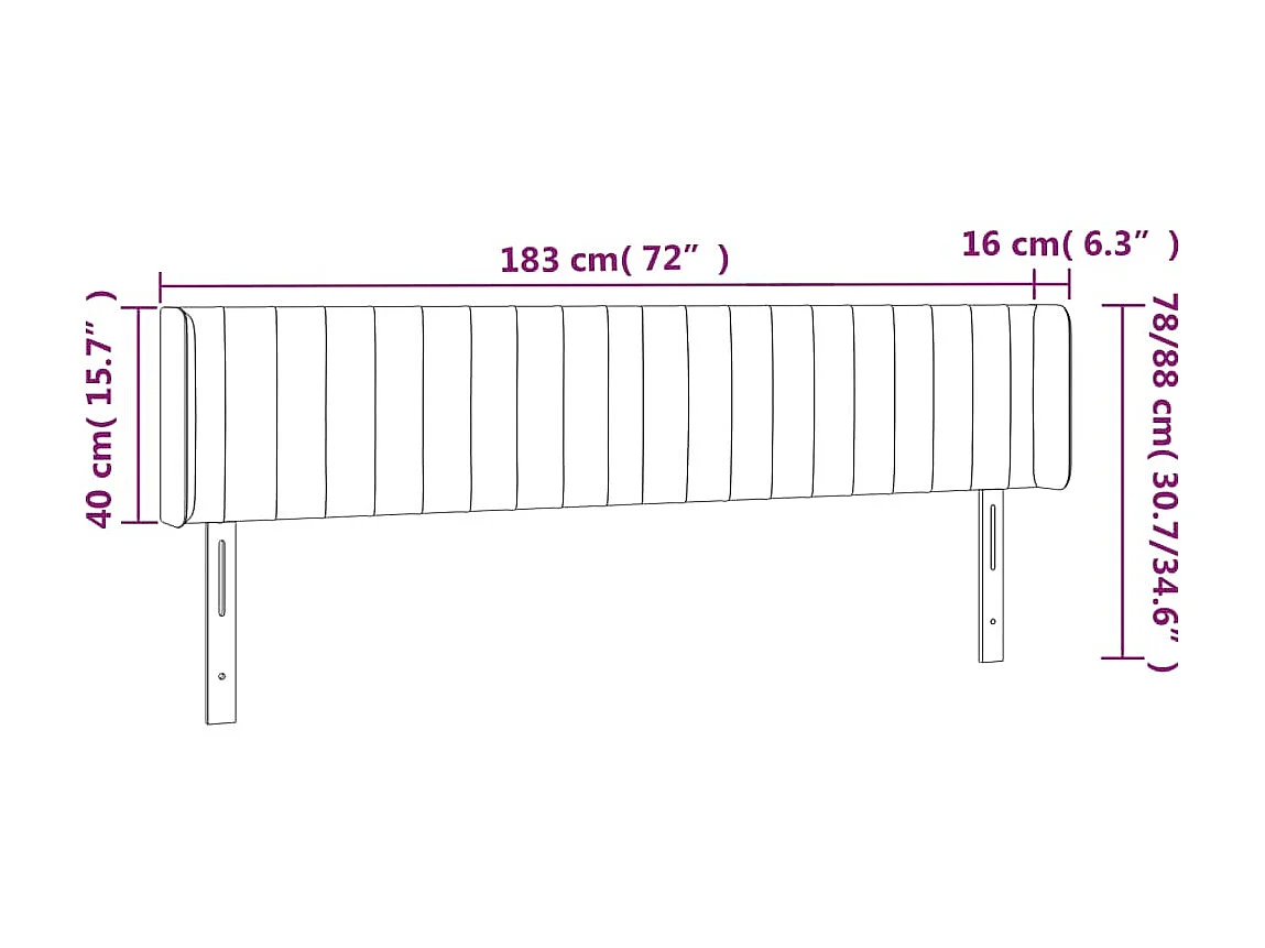Tête de lit à LED Gris foncé 183x16x78/88 cm Tissu
