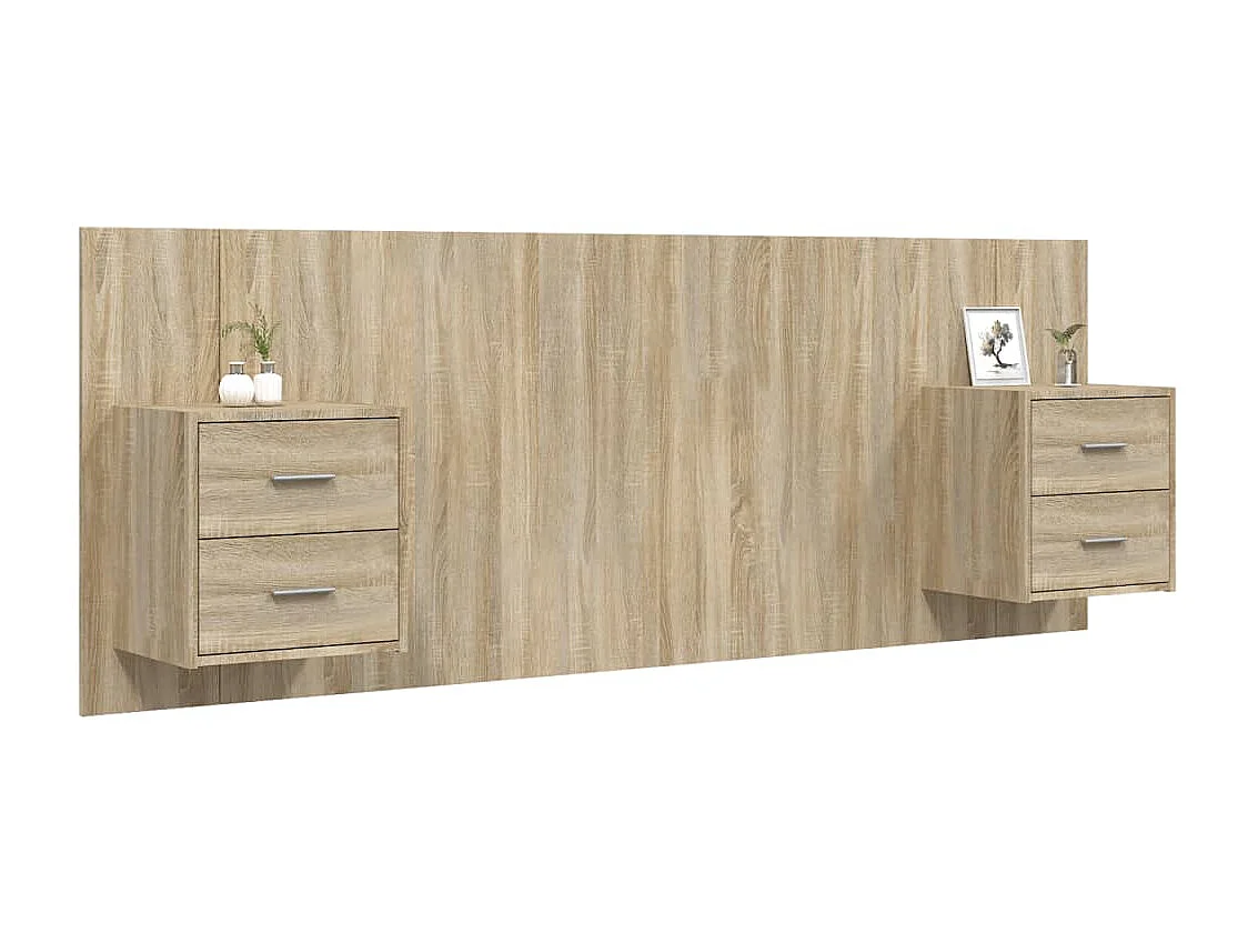 Testiera con armadietti Rovere Sonoma Multistrato