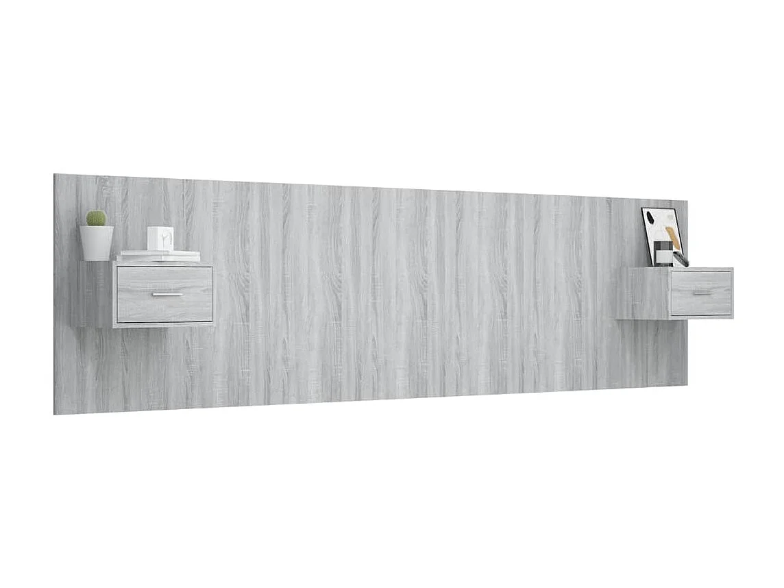 Cabecera gris Sonoma con gabinetes de madera de ingeniería