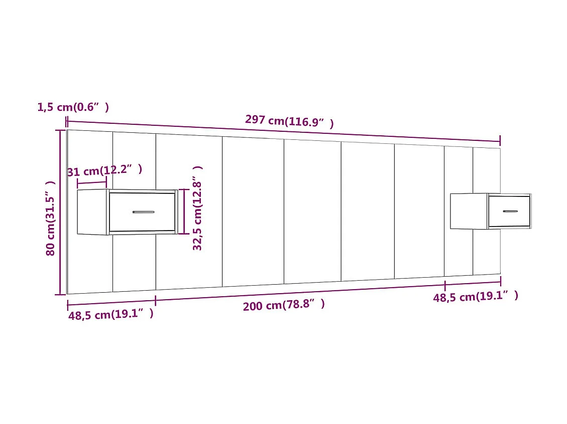 Cabecera gris Sonoma con gabinetes de madera de ingeniería