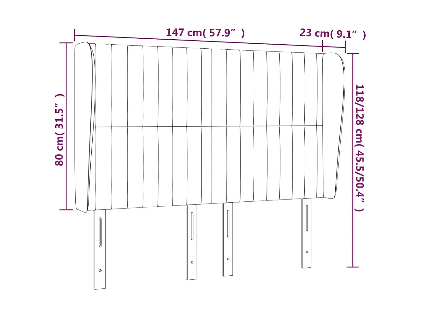 Testiera con orecchie Blu 147x23x118/128 cm Tessuto