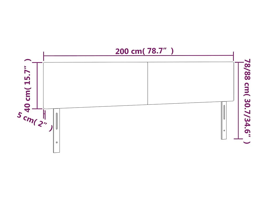 Tête de lit à LED Marron foncé 200x5x78/88 cm Tissu