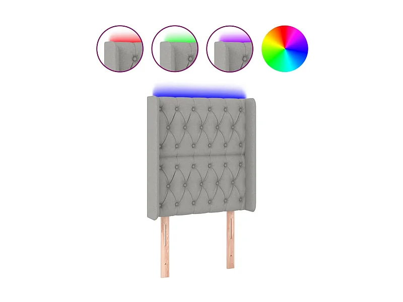 Tête de lit à LED Gris clair 83x16x118/128 cm Tissu