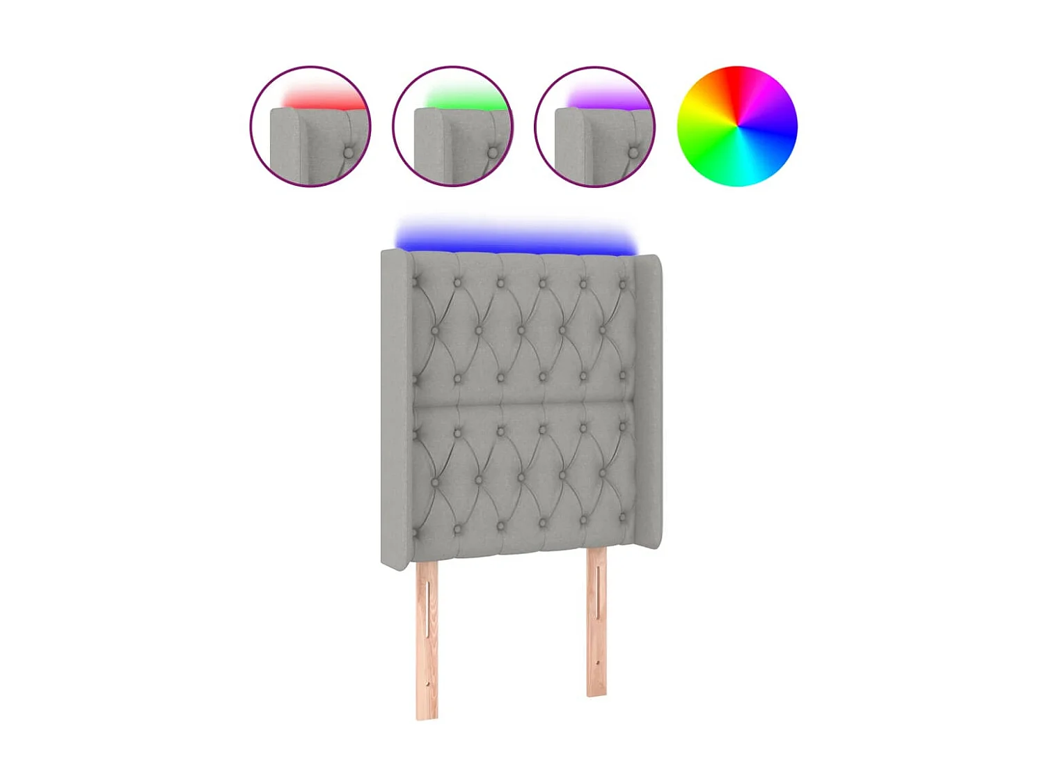 Tête de lit à LED Gris clair 83x16x118/128 cm Tissu