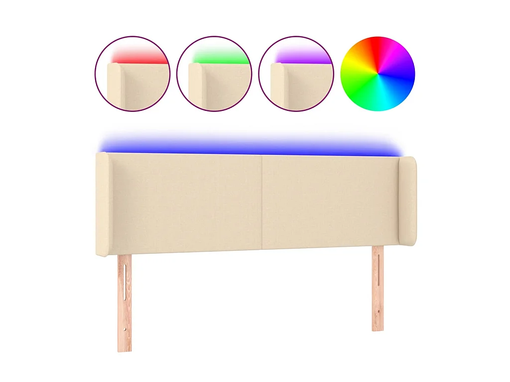 Tête de lit à LED Crème 147x16x78/88 cm Tissu