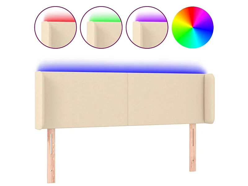 Cabecero LED Crema 147x16x78/88 cm Tela