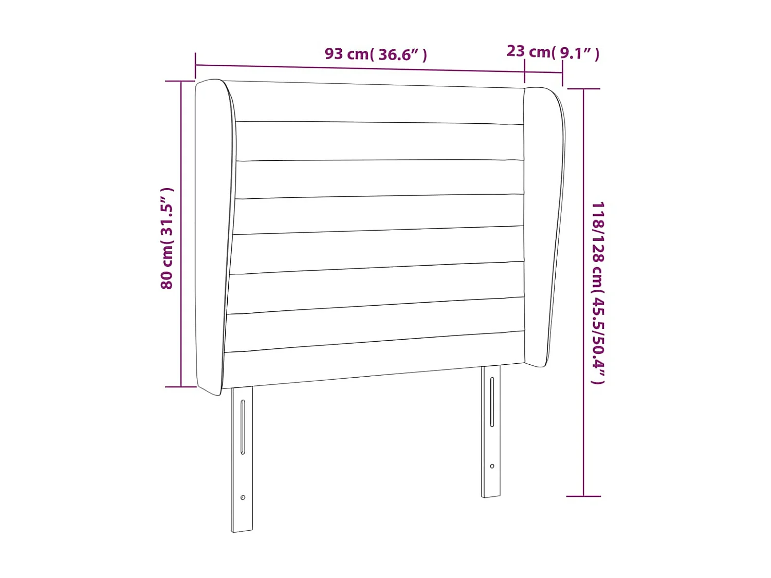 Tête de lit avec oreilles Gris clair 93x23x118/128 cm Velours