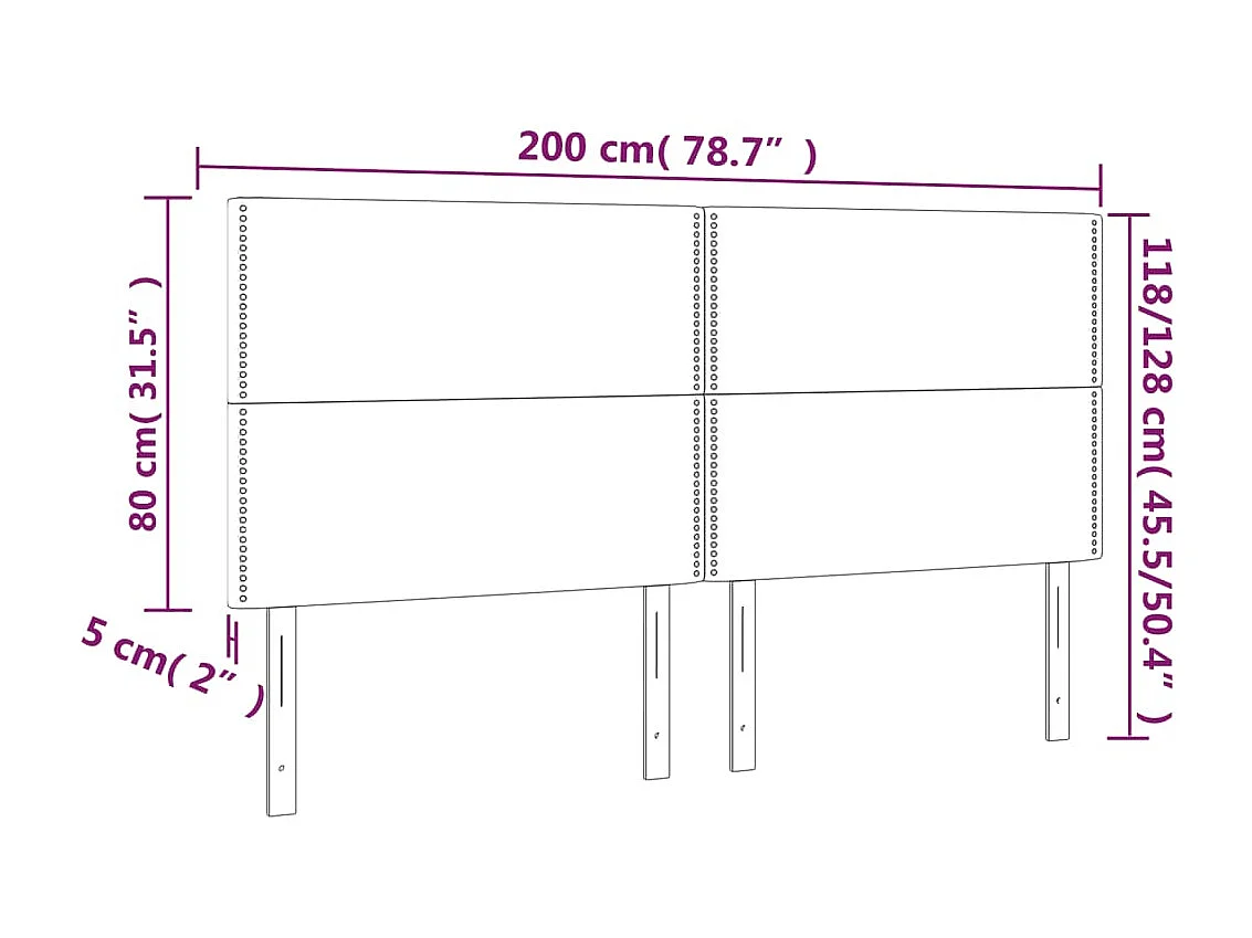 Têtes de lit 4 pcs Noir 100x5x78/88 cm Velours