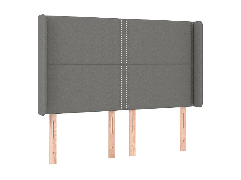 Tête de lit avec oreilles Gris foncé 147x16x118/128 cm Tissu