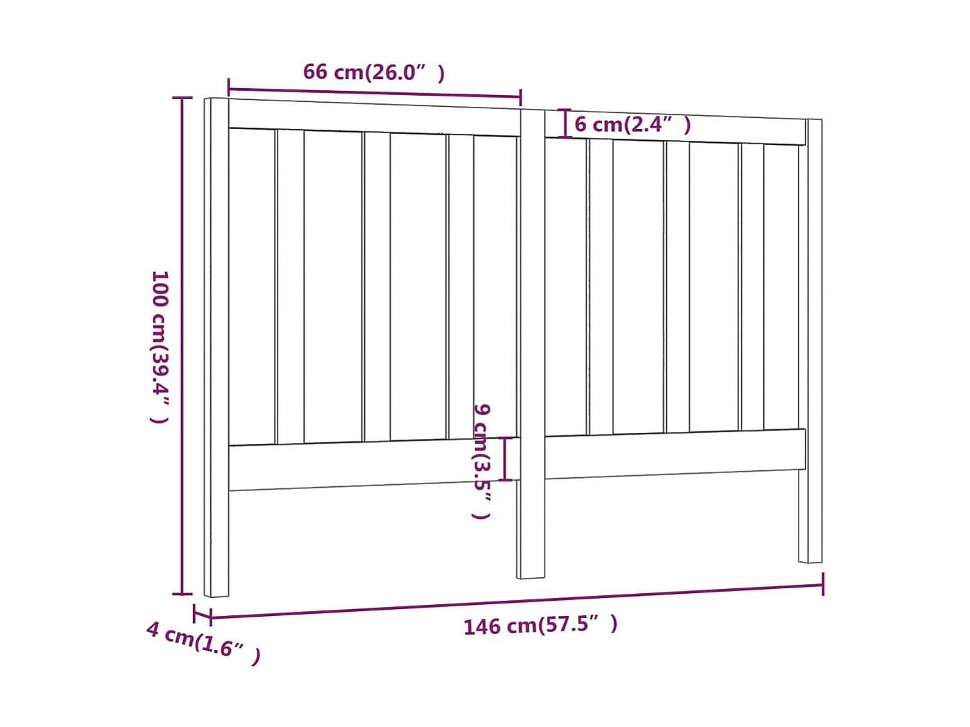 Testiera Bianca 146x4x100 cm Legno di pino massiccio