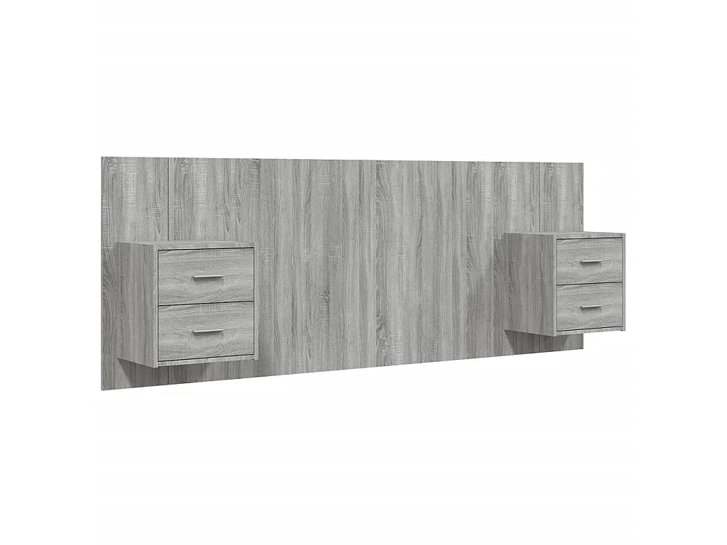 Testiera Sonoma Grey con armadi in derivati del legno