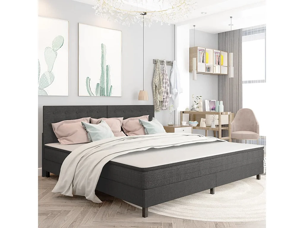 Tête de lit touffetée Gris foncé Tissu 200x200 cm