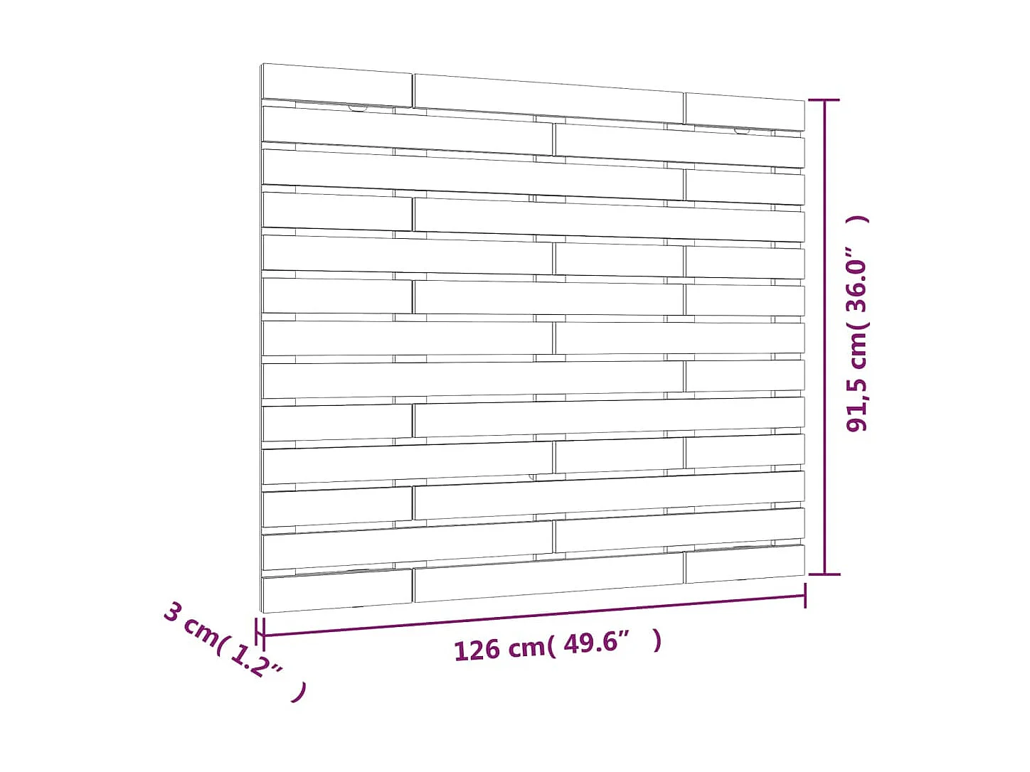 Tête de lit murale 126x3x91,5 cm Bois massif de pin
