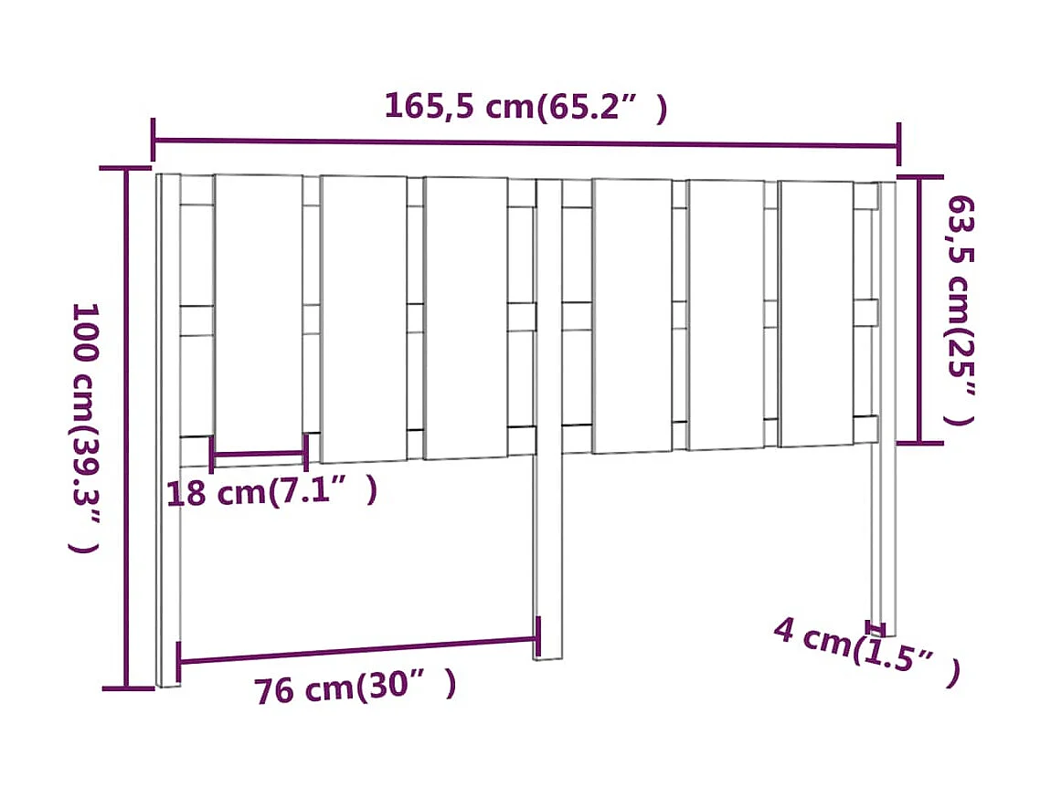 Testiera marrone miele 165,5x4x100 cm Legno di pino massiccio