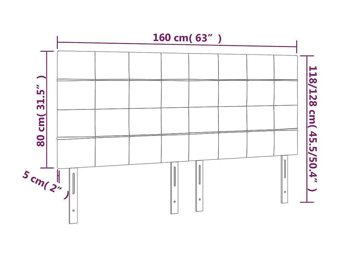 Têtes de lit 4 pcs Crème 80x5x78/88 cm Tissu