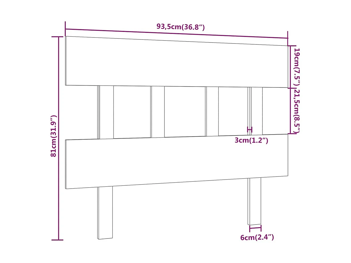 Tête de lit Marron miel 93,5x3x81 cm Bois massif de pin