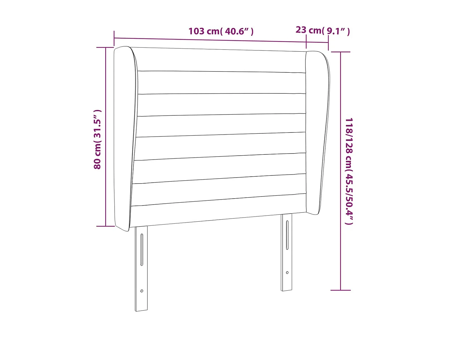 Tête de lit avec oreilles Gris foncé 103x23x118/128 cm Velours