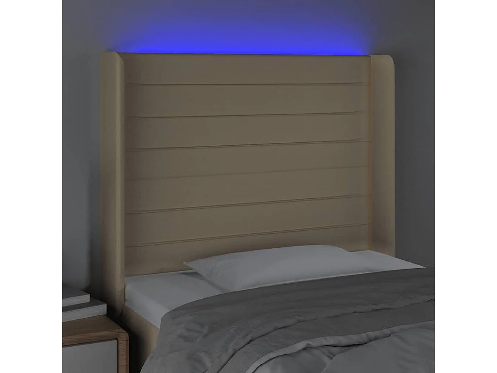 Cabecero LED Crema 93x16x118/128 cm Tela