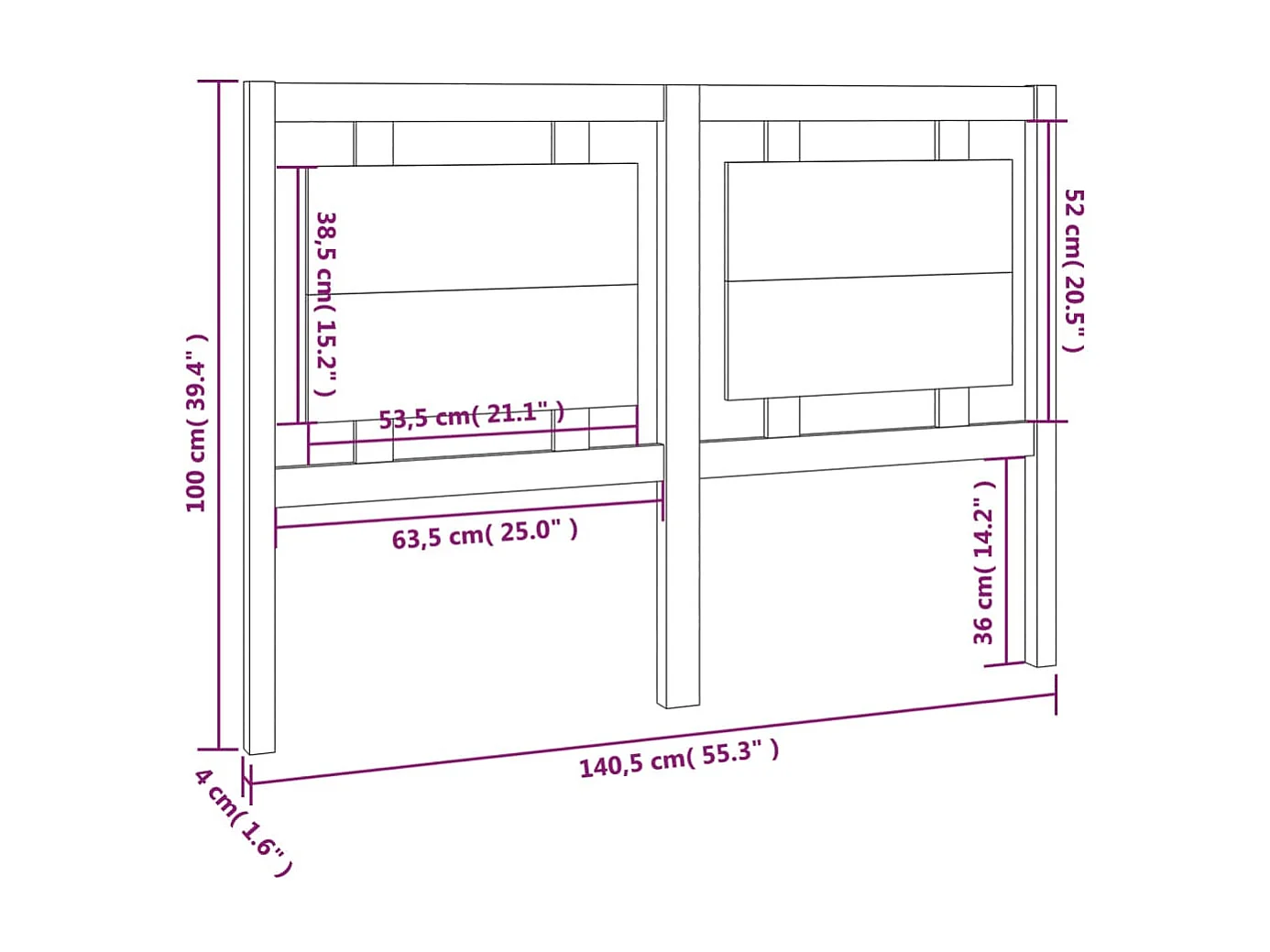 Tête de lit 140,5x4x100 cm Bois massif de pin