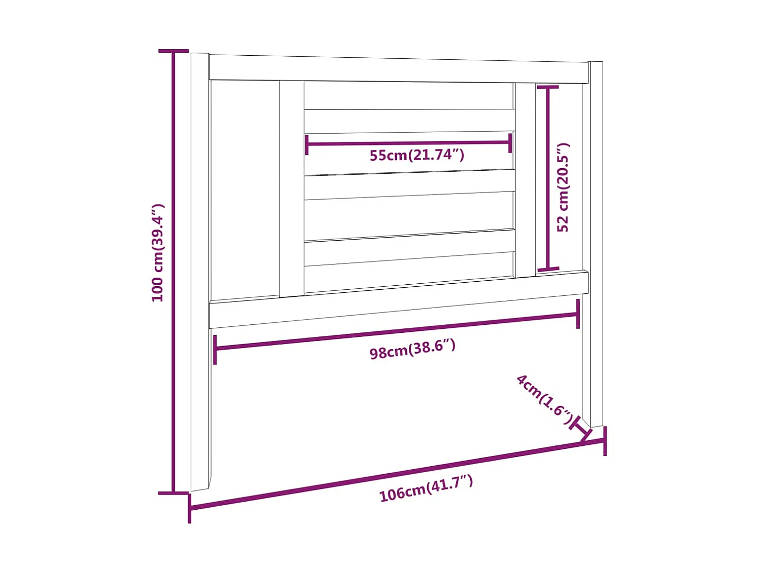 Tête de lit Marron miel 106x4x100 cm Bois massif de pin