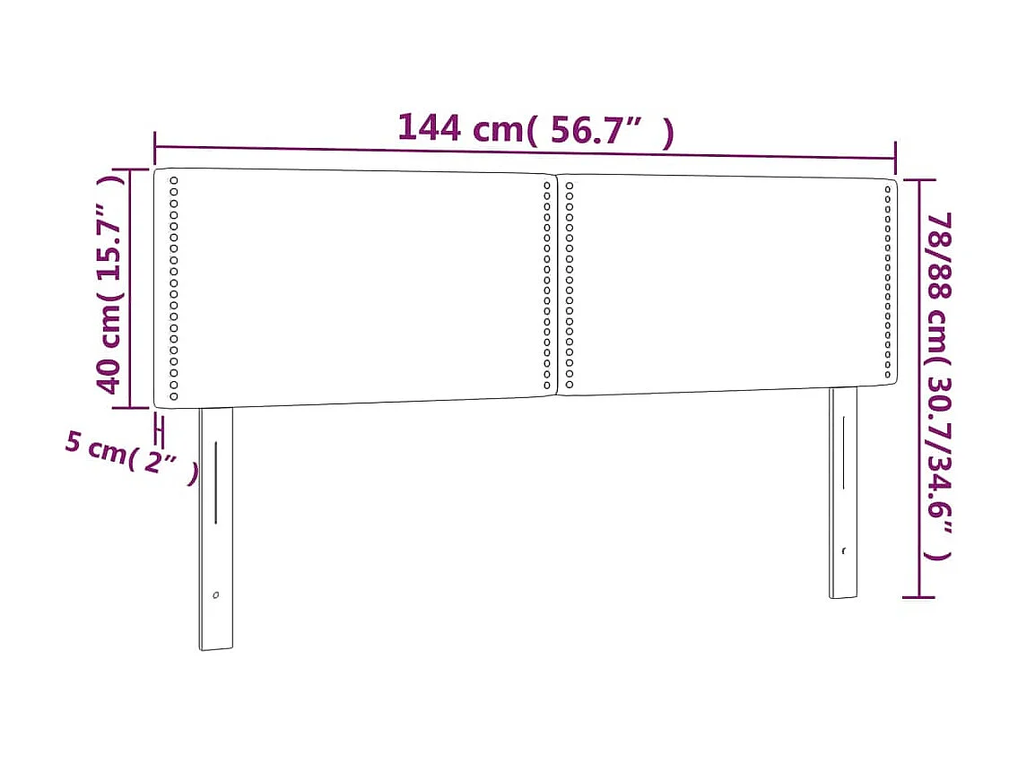 Testiera LED Marrone 144x5x78/88 cm Ecopelle