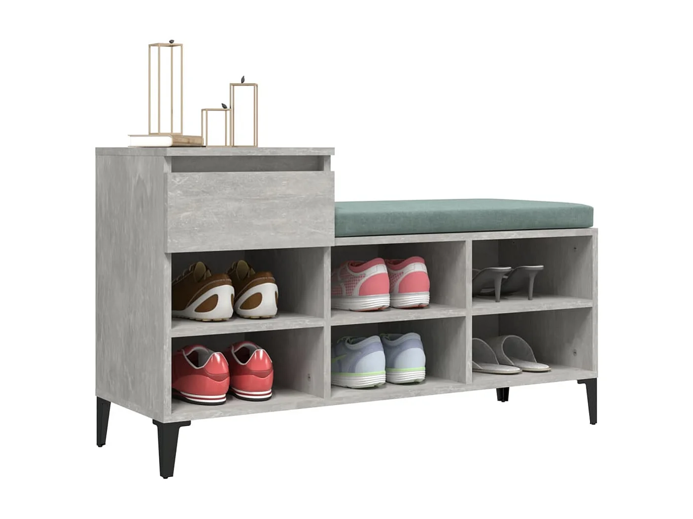 Armoire à chaussures Gris béton 102x36x60 cm Bois d'ingénierie